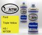 Preview: Ford, Triple Yellow, H3 / M7338: 400ml Sprühdose + 400ml Klarlack - Set, von ATW Autoteile West.